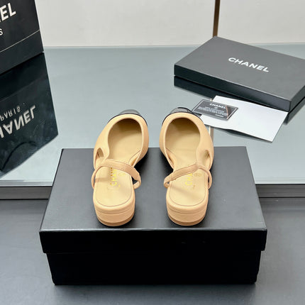 CC SLINGBACK 25S 25 MM IN BEIGE LAMBSKIN AND BLACK GLOSSY LEATHER WITH CHECK PATTERN