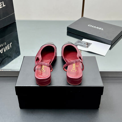 CC SLINGBACK 25S 25 MM IN BURGUNDY LAMBSKIN AND BLACK GLOSSY LEATHER WITH CHECK PATTERN