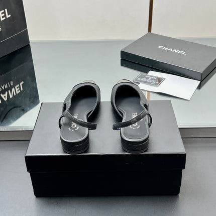 CC SLINGBACK 25S 25 MM IN BLACK LAMBSKIN WITH CHECK PATTERN