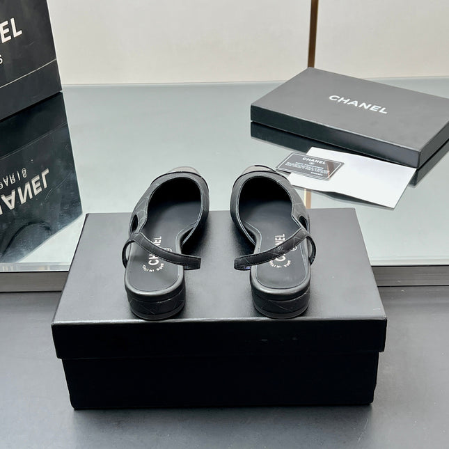 CC SLINGBACK 25S 25 MM IN BLACK LAMBSKIN WITH CHECK PATTERN