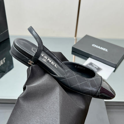 CC SLINGBACK 25S 25 MM IN BLACK LAMBSKIN WITH CHECK PATTERN