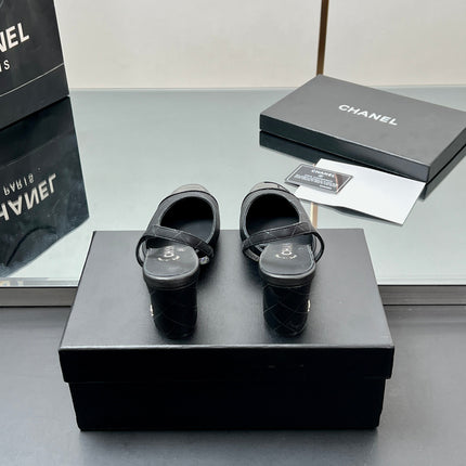 CC SLINGBACK 25S 65 MM IN BLACK LAMBSKIN WITH CHECK PATTERN