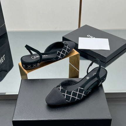 CC SLINGBACK 25S 25 MM IN BLACK SUEDE AND CRYSTALS