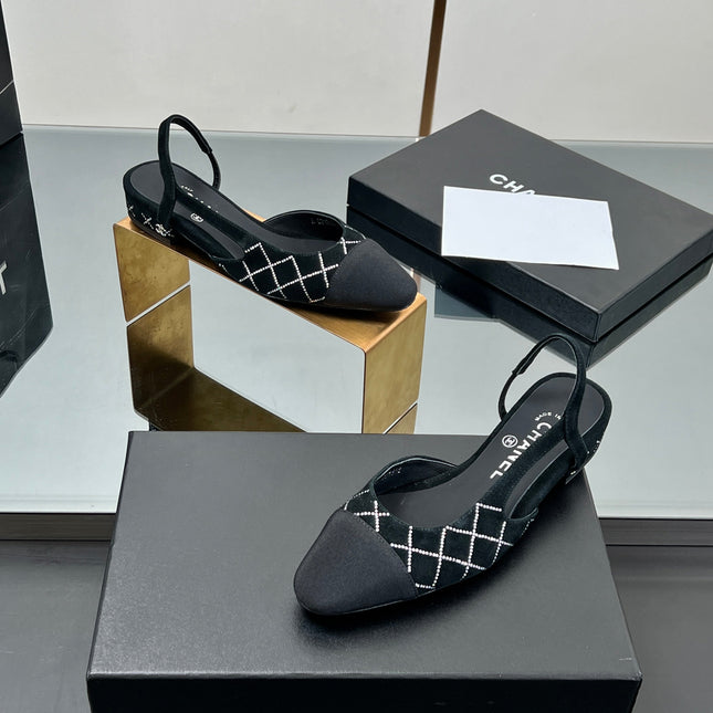 CC SLINGBACK 25S 25 MM IN BLACK SUEDE AND CRYSTALS