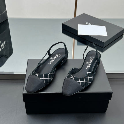 CC SLINGBACK 25S 25 MM IN BLACK SUEDE AND CRYSTALS