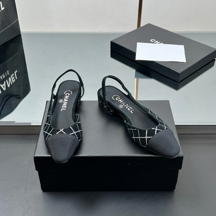 CC SLINGBACK 25S 25 MM IN BLACK SUEDE AND CRYSTALS