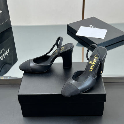 CC HIGH SLINGBACK 25S 90 MM IN BLACK FABRIC MIX LAMBSKIN