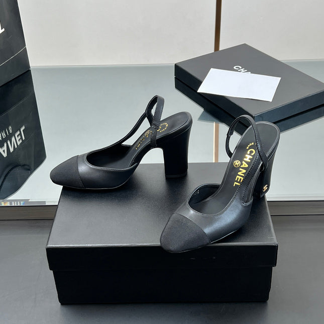 CC HIGH SLINGBACK 25S 90 MM IN BLACK FABRIC MIX LAMBSKIN