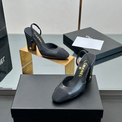 CC HIGH SLINGBACK 25S 90 MM IN BLACK FABRIC MIX LAMBSKIN