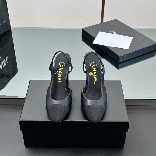 CC HIGH SLINGBACK 25S 90 MM IN BLACK FABRIC MIX LAMBSKIN