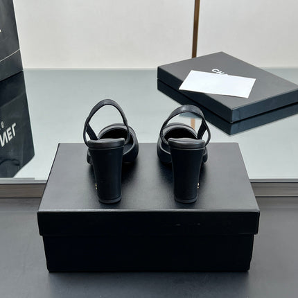 CC HIGH SLINGBACK 25S 90 MM IN BLACK FABRIC MIX LAMBSKIN