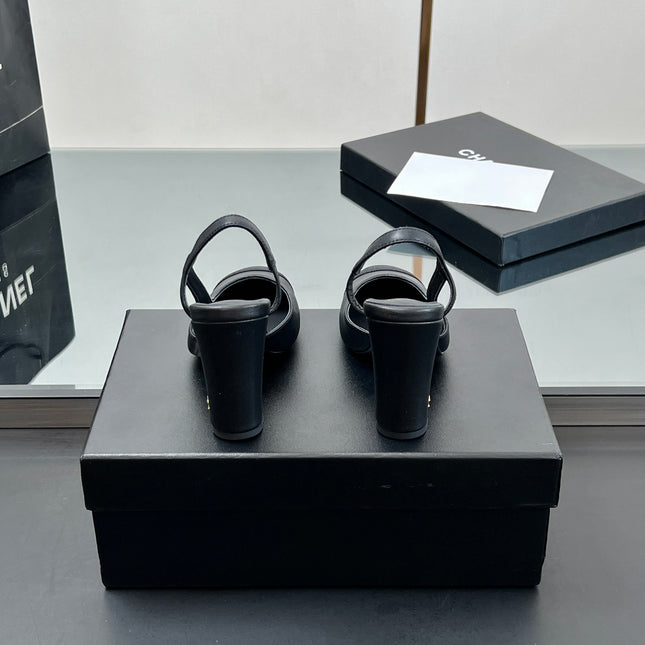 CC HIGH SLINGBACK 25S 90 MM IN BLACK FABRIC MIX LAMBSKIN