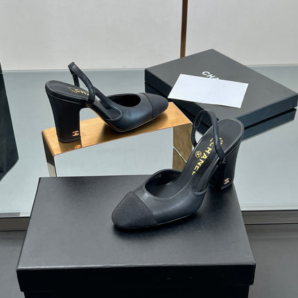 CC HIGH SLINGBACK 25S 90 MM IN BLACK FABRIC MIX LAMBSKIN