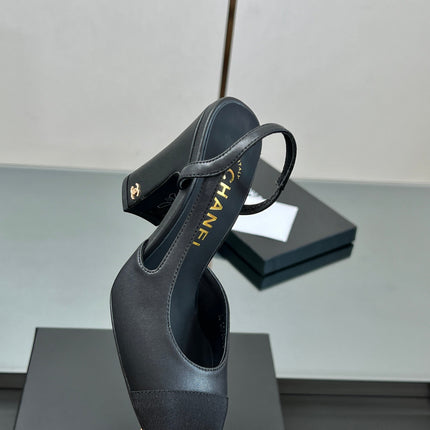 CC HIGH SLINGBACK 25S 90 MM IN BLACK FABRIC MIX LAMBSKIN