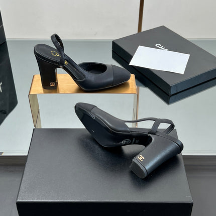 CC HIGH SLINGBACK 25S 90 MM IN BLACK FABRIC MIX LAMBSKIN