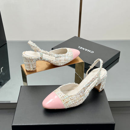 CC SLINGBACK 25S 65 MM IN PINK LAMBSKIN MIX TWEED