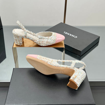 CC SLINGBACK 25S 65 MM IN PINK LAMBSKIN MIX TWEED