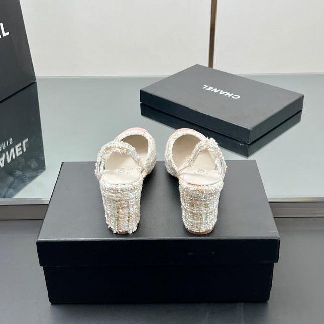 CC SLINGBACK 25S 65 MM IN PINK LAMBSKIN MIX TWEED