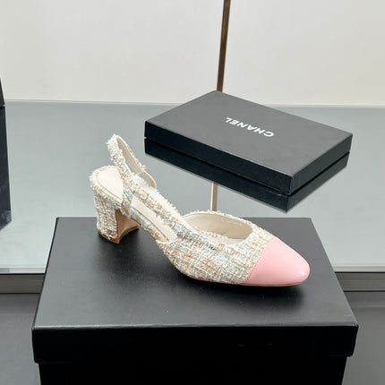 CC SLINGBACK 25S 65 MM IN PINK LAMBSKIN MIX TWEED