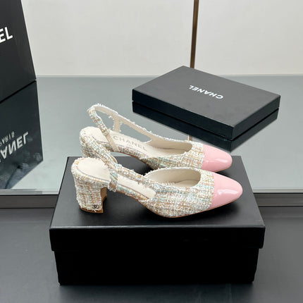 CC SLINGBACK 25S 65 MM IN PINK LAMBSKIN MIX TWEED