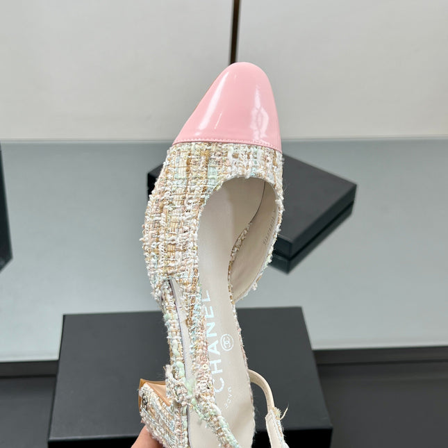 CC SLINGBACK 25S 65 MM IN PINK LAMBSKIN MIX TWEED