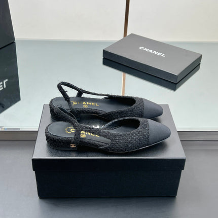 CC SLINGBACK 25S 25 MM IN BLACK TWEED AND FABRIC