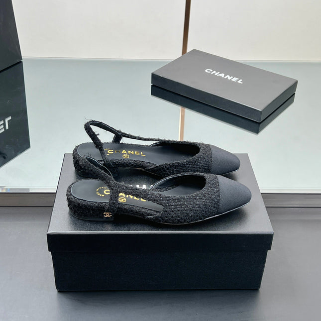 CC SLINGBACK 25S 25 MM IN BLACK TWEED AND FABRIC