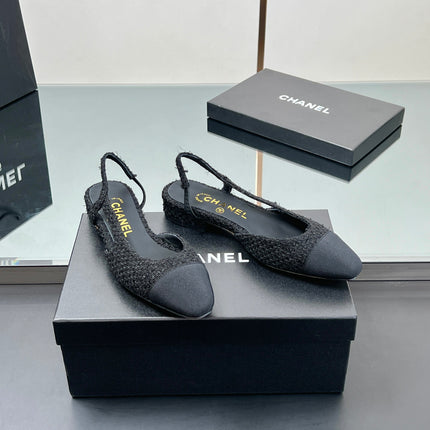 CC SLINGBACK 25S 25 MM IN BLACK TWEED AND FABRIC