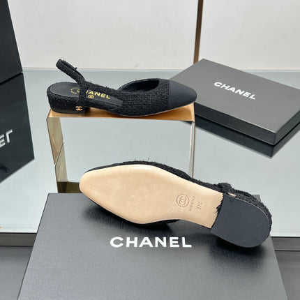 CC SLINGBACK 25S 25 MM IN BLACK TWEED AND FABRIC