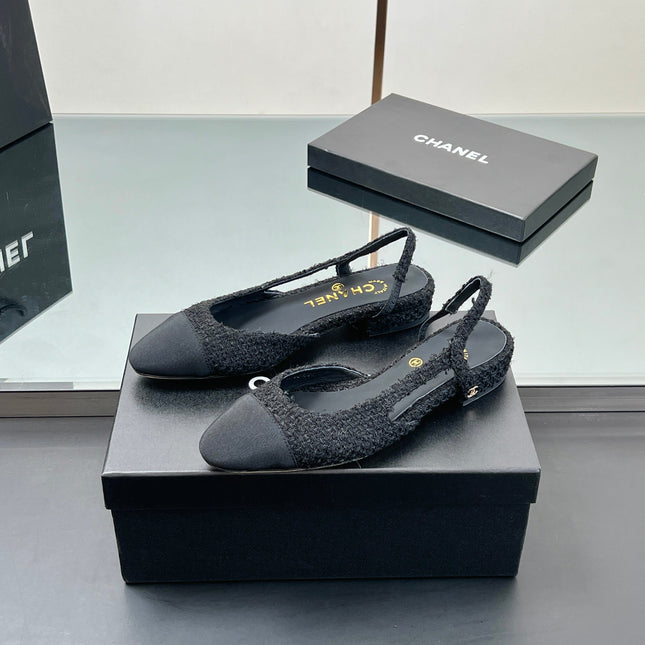 CC SLINGBACK 25S 25 MM IN BLACK TWEED AND FABRIC
