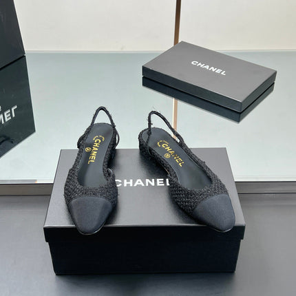 CC SLINGBACK 25S 25 MM IN BLACK TWEED AND FABRIC