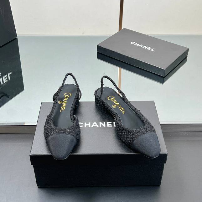 CC SLINGBACK 25S 25 MM IN BLACK TWEED AND FABRIC