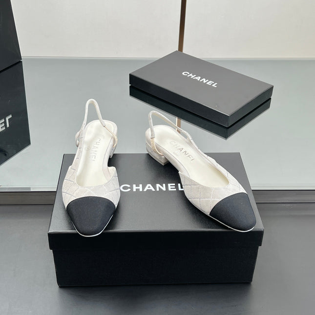 CC SLINGBACK 25S 25 MM IN WHITE SUEDE AND CRYSTALS