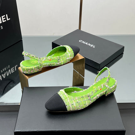 CC SLINGBACK 25S 25 MM IN GREEN FABRIC MIX TWEED