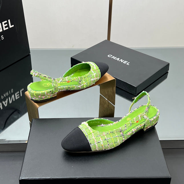 CC SLINGBACK 25S 25 MM IN GREEN FABRIC MIX TWEED