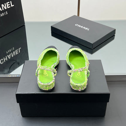 CC SLINGBACK 25S 25 MM IN GREEN FABRIC MIX TWEED