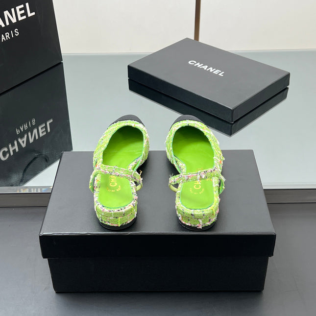 CC SLINGBACK 25S 25 MM IN GREEN FABRIC MIX TWEED