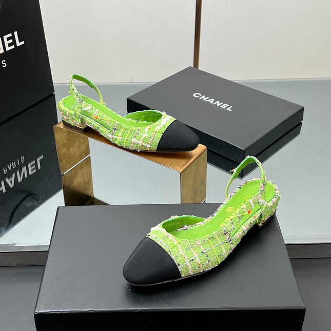 CC SLINGBACK 25S 25 MM IN GREEN FABRIC MIX TWEED
