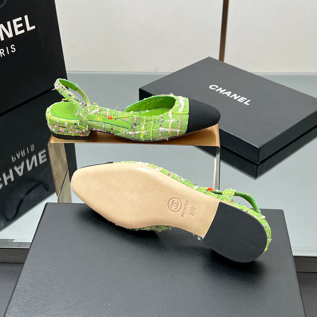 CC SLINGBACK 25S 25 MM IN GREEN FABRIC MIX TWEED