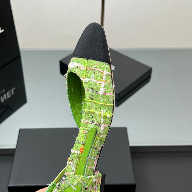 CC SLINGBACK 25S 25 MM IN GREEN FABRIC MIX TWEED