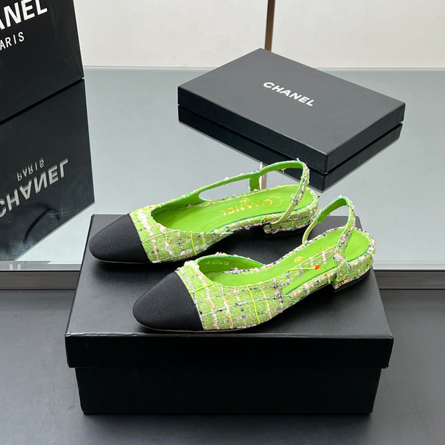 CC SLINGBACK 25S 25 MM IN GREEN FABRIC MIX TWEED