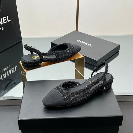CC SLINGBACK 25S IN BLACK FABRIC AND TWEED SEQUINED