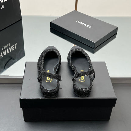 CC SLINGBACK 25S IN BLACK FABRIC AND TWEED SEQUINED