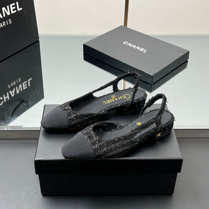 CC SLINGBACK 25S IN BLACK FABRIC AND TWEED SEQUINED