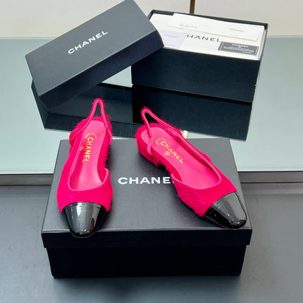 CC PONY HAIR SLINGBACK 25S IN PINK MIX BLACK GLOSSY LEATHER