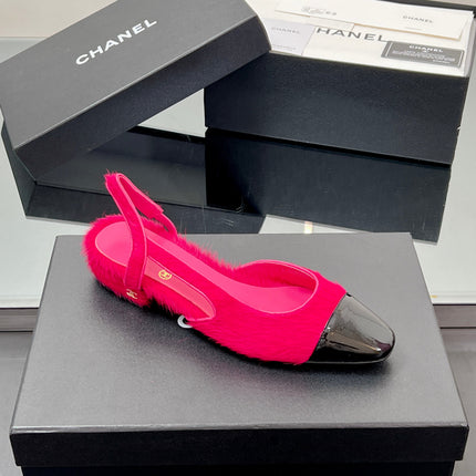 CC PONY HAIR SLINGBACK 25S IN PINK MIX BLACK GLOSSY LEATHER