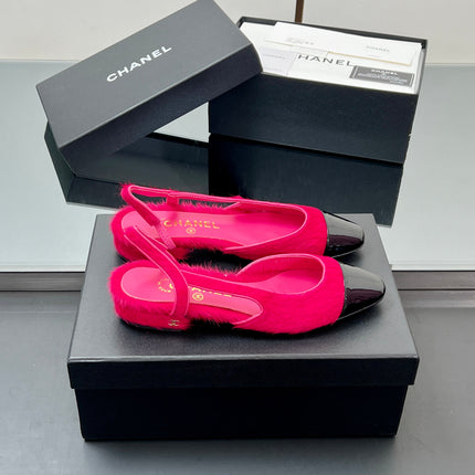CC PONY HAIR SLINGBACK 25S IN PINK MIX BLACK GLOSSY LEATHER