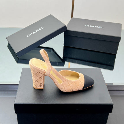 CC SLINGBACK 25S 95 MM IN BEIGE SUEDE AND CRYSTALS