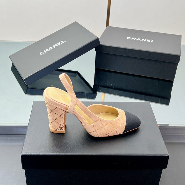 CC SLINGBACK 25S 95 MM IN BEIGE SUEDE AND CRYSTALS