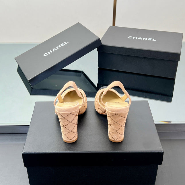 CC SLINGBACK 25S 95 MM IN BEIGE SUEDE AND CRYSTALS